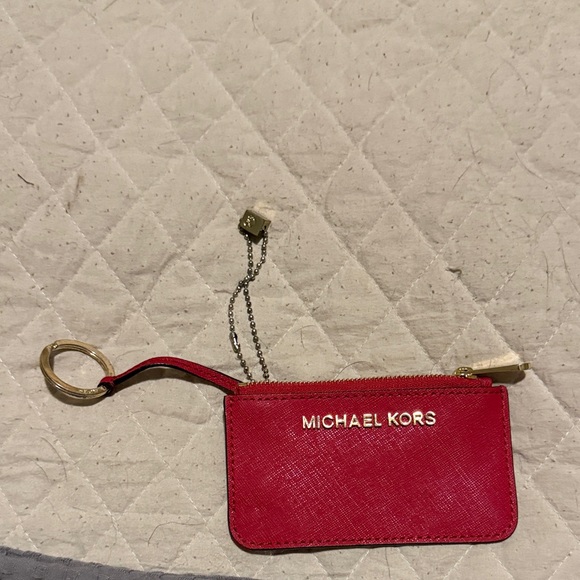 Michael Kors Red Card Holder with Gold Accents - Picture 1 of 3